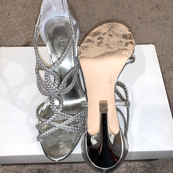 Alfani Womens 6.5 M Adenna Dress Sandals Silver Heels Shoes - Picture 6 of 7